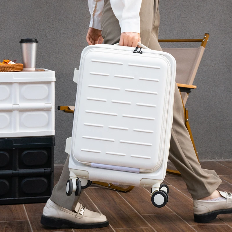 Capacity Suitcase Front Open Suitcase Large Capacity Trolley Case 20 24 29 Inch Men Women Boarding Case Universal Wheel Cases