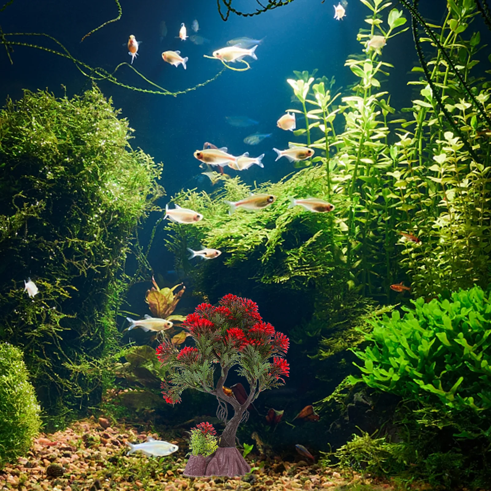 

Artificial Fish Tank Plant Plastic Small Tree Simulation Aquarium Decoration Lifelike Landscape Ornament for Fish Reptile