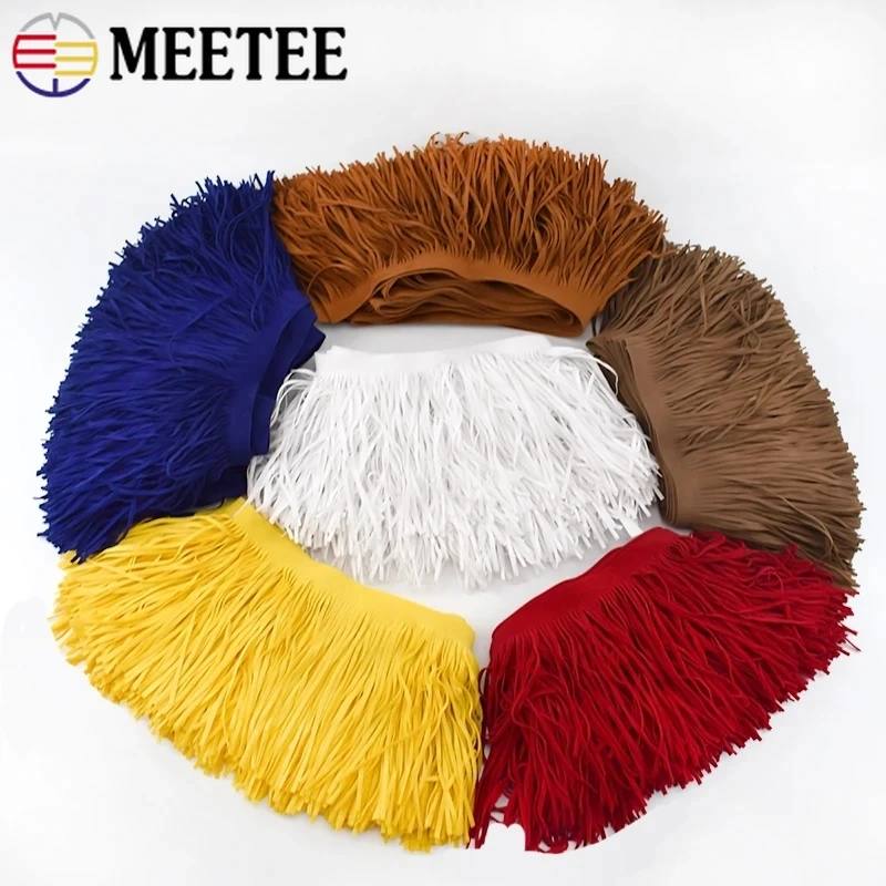 2Meters Meetee Suede Tassel Lace Colored Long Fringe Double-sided Suedes Bag Clothing Skirt Decor Ribbon DIY Sewing Accessories