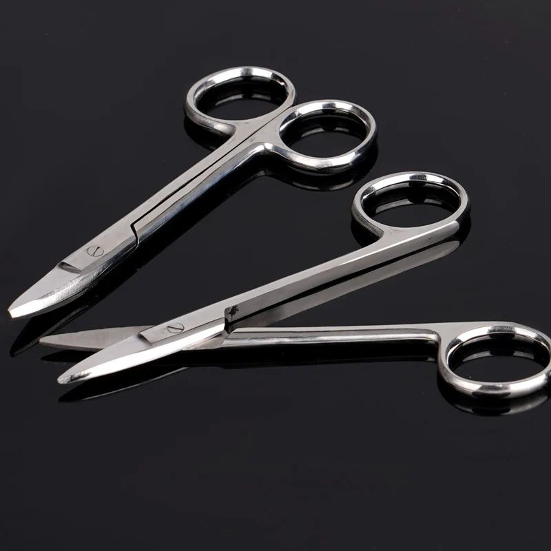 1pc Dental Surgical Scissors Stainless Steel Metal Crown Scissors Curved/Straight Head Dental Lab Instrument