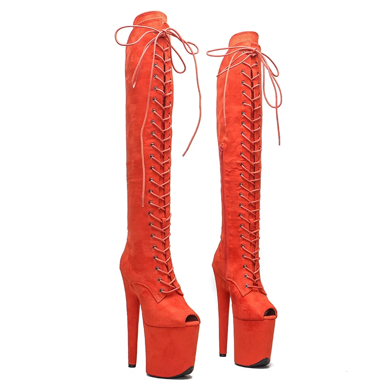 Leecabe Suede 20CM/8inches suede upper Pole dancing shoes High Heel platform Boots  Pole Dance boots   knee high boots