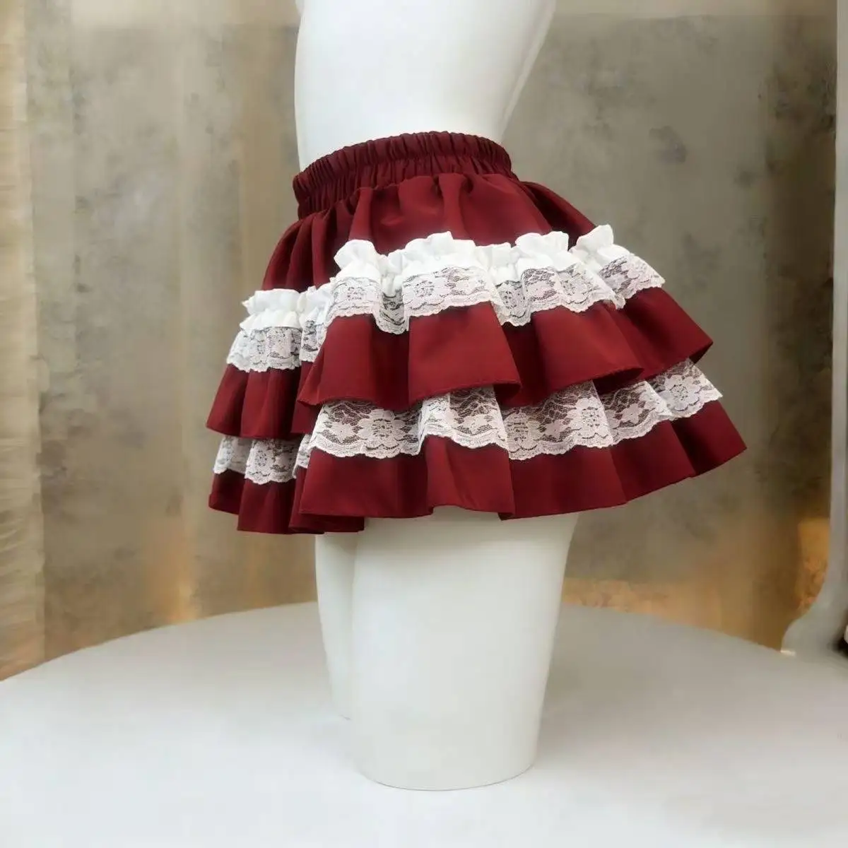 Lolita Style Cute Cake Skirt Women Japanese Sweet Y2K Lace Ruffles High Waist Mini Skirt Harajuku Princess Party Skirts