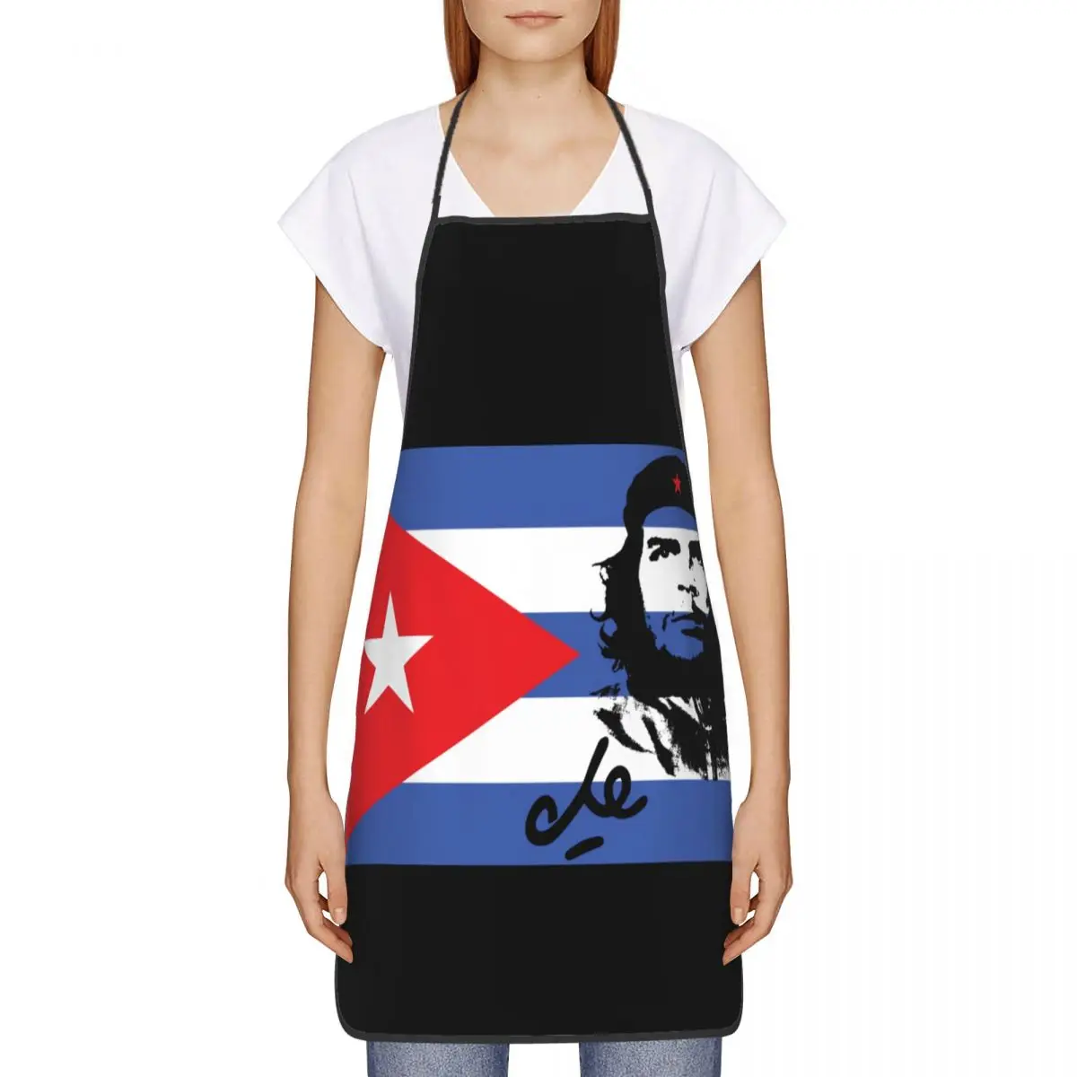 Custom Bib Che Guevara With Cuba Flag Apron Unisex Adult Chef Cooking Kitchen Cuban Socialism Freedom Tablier Cuisine Baking