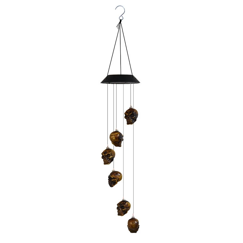 Promotion! Halloween Decoration-Outdoor Light, Solar Skull Wind Chime Light Suitable For Outdoor Halloween Party, Christmas