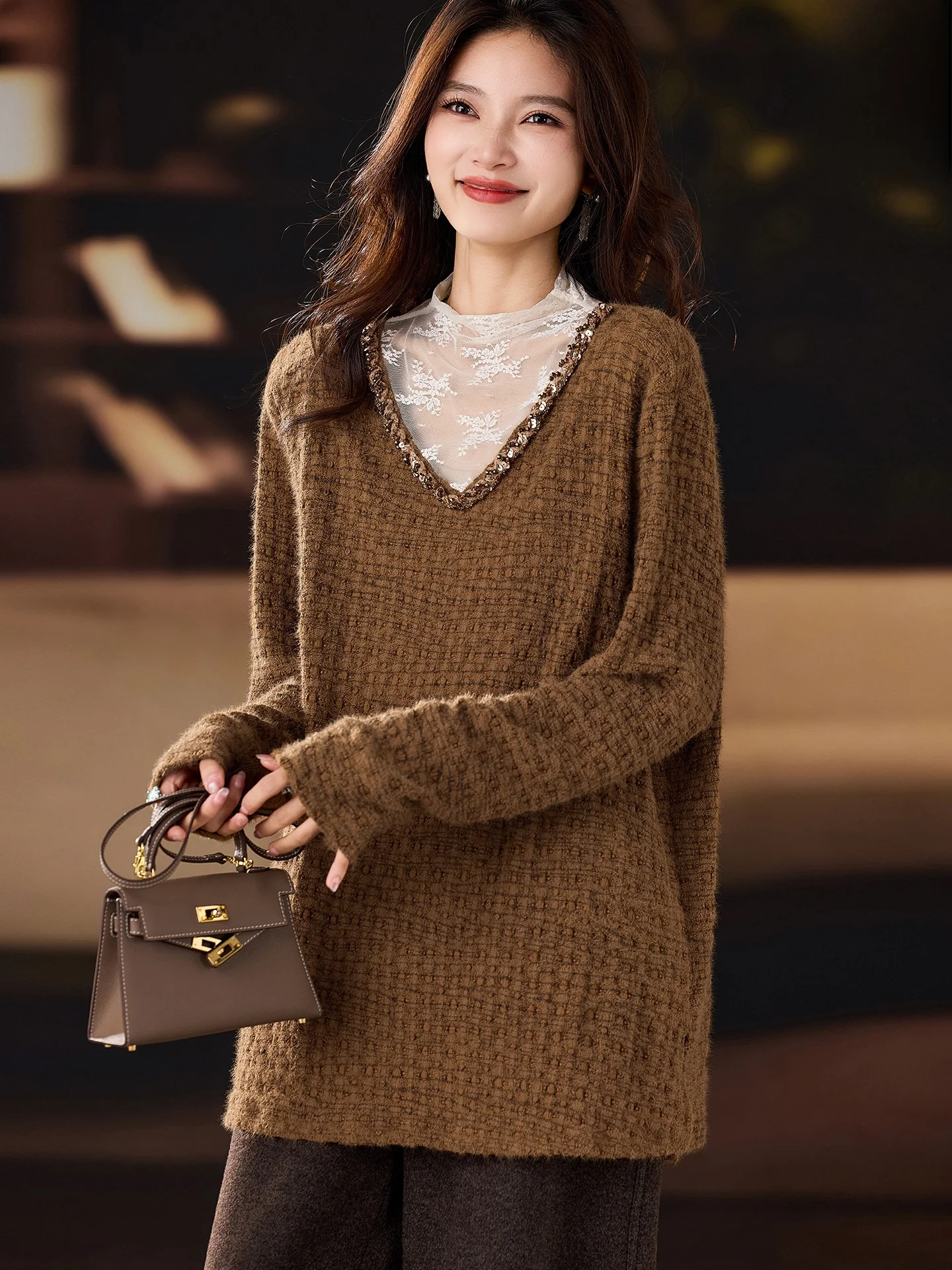 

Женская утепленная куртка Street Sle Lace с длинными рукавами, пэчворк, цветные блоки, дышащий полиэстер, новинка зимы