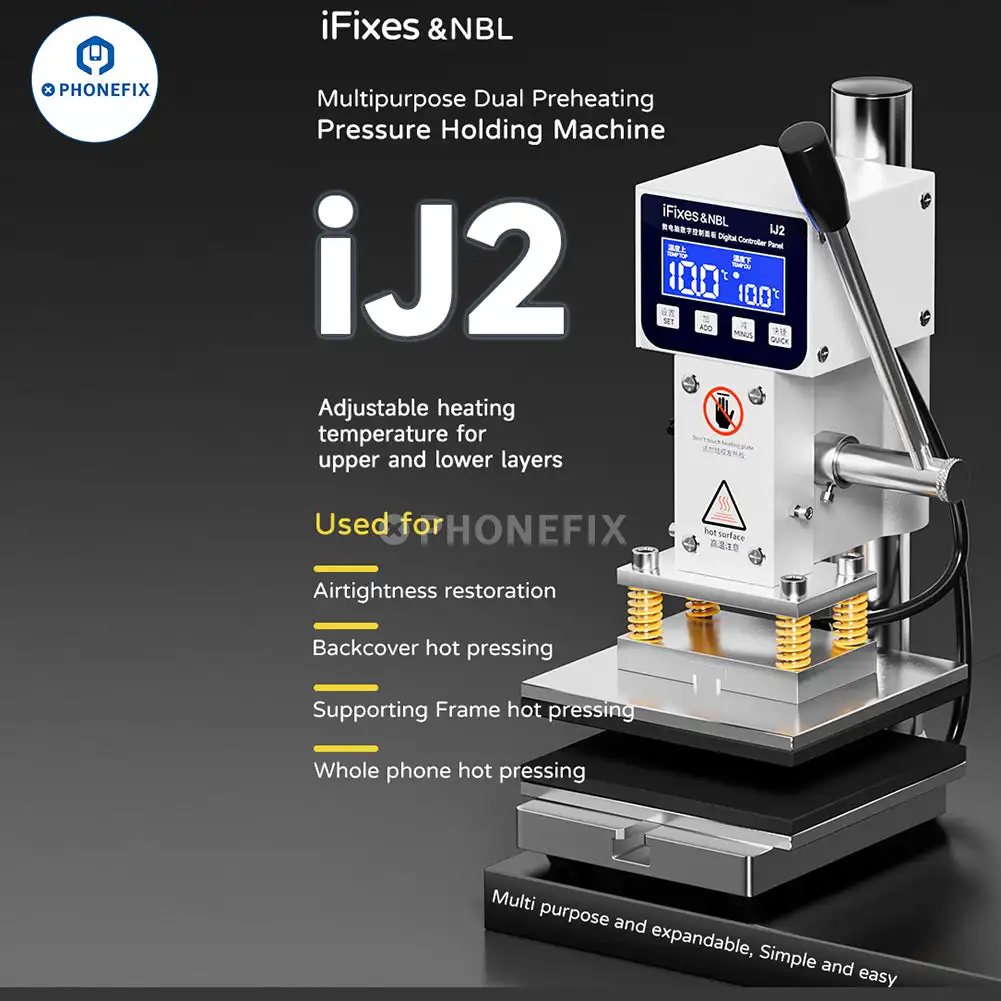 iFixes iJ2 Multi-purpose Dual Preheating Holding Pressure Machine for Phone Screen Back Cover Bracket Frame Hot Pressing Repair