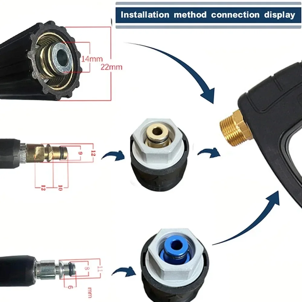 Máquina de limpieza doméstica de alta presión para Karcher, Bosch, Lovar, M22, pistola de lavado de coches, ventilador de lavado de coches, pistola de pulverización con boquilla de 5 colores