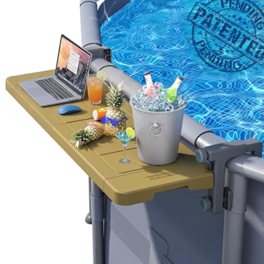 

Poolside Bar, [Original] Swim Up Bar Exclusively for Above-Ground Round Pools. Patio Poolside Table Smart Fold Easy Maintenance