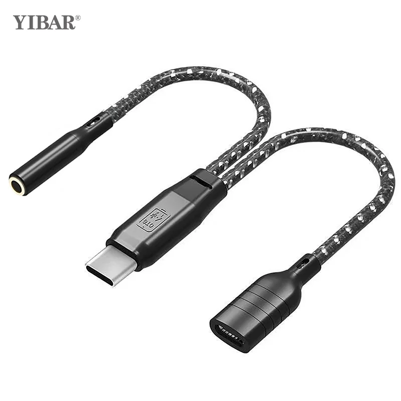 

3in1 Type-C To 3.5mm USB Audio AUX Cable Living Phone Fast Charging Adapter Microphone Headphone Connector For Lightning Android