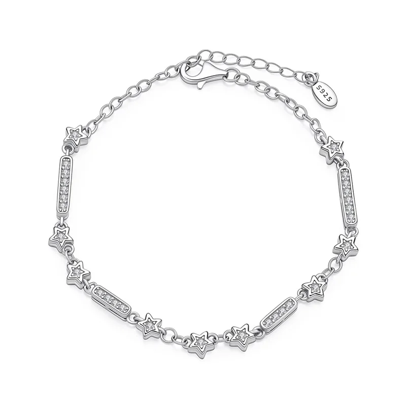 

2026 New 925 Sterling Silver Star Bracelet Sparkling CZ Zircon Fashion High Quality For Women Girls Blessing Jewelry Gifts