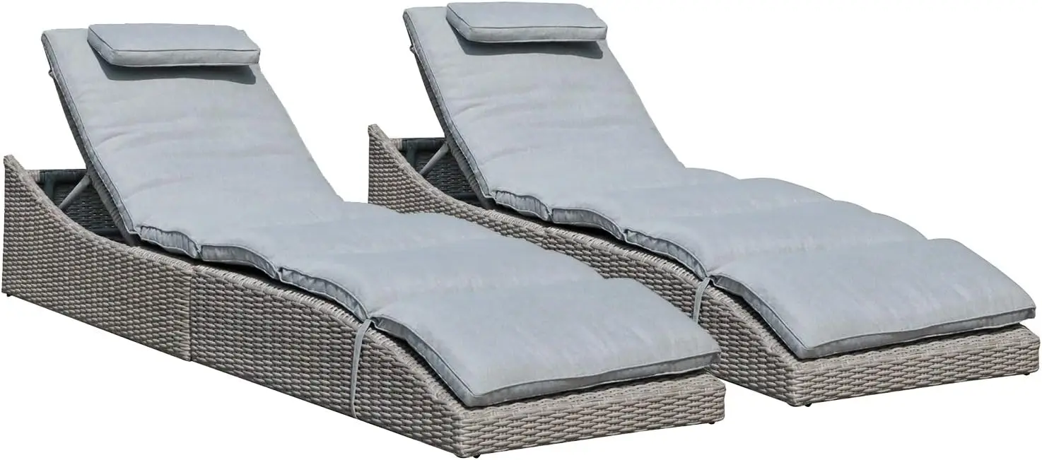 Jardin Folding Pool Lounge Chair Set of 2 Outdoor Adjustable Chaise Lounge Chair, Fully Assembled, Patio Reclining Sun Lo