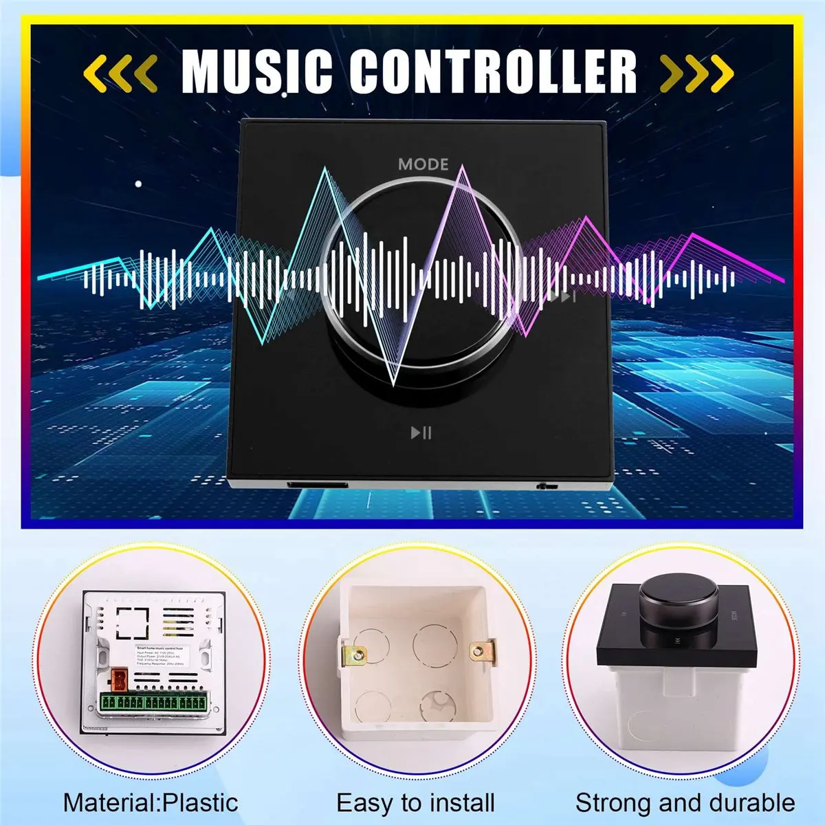 

86, Hi-Fi профессиональный умный настенный стереофоновый музыкальный контроллер, Bluetooth мини-настенный усилитель, черный