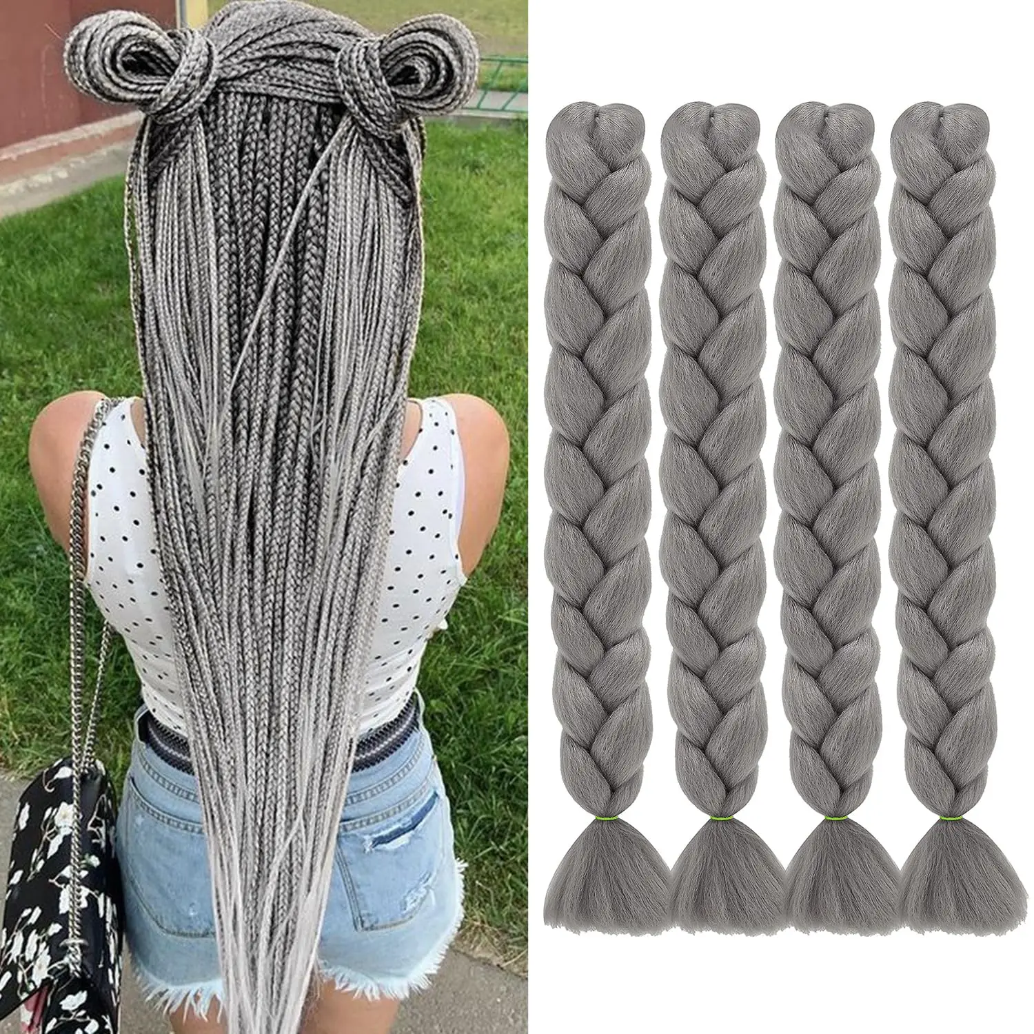 

Jumbo Braiding Hair Extensions Kanekalon Braids for Twist Box Braids Crochet Hair High Temperature Synthetic Fiber for Women