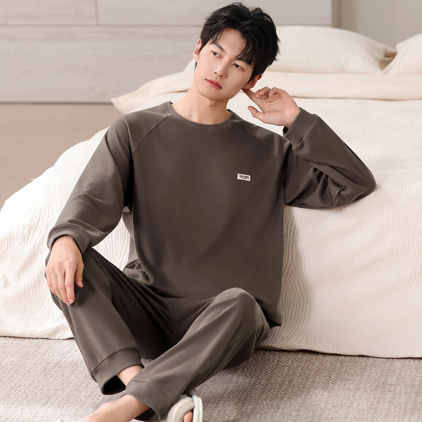 جديد الرجال منامة الدفء رقيقة المخملية طويلة الأكمام منامة مجموعة الخريف بسيطة ملابس خاصة غير رسمية Homewear دعوى بيجامات Hombre L-4XL #6