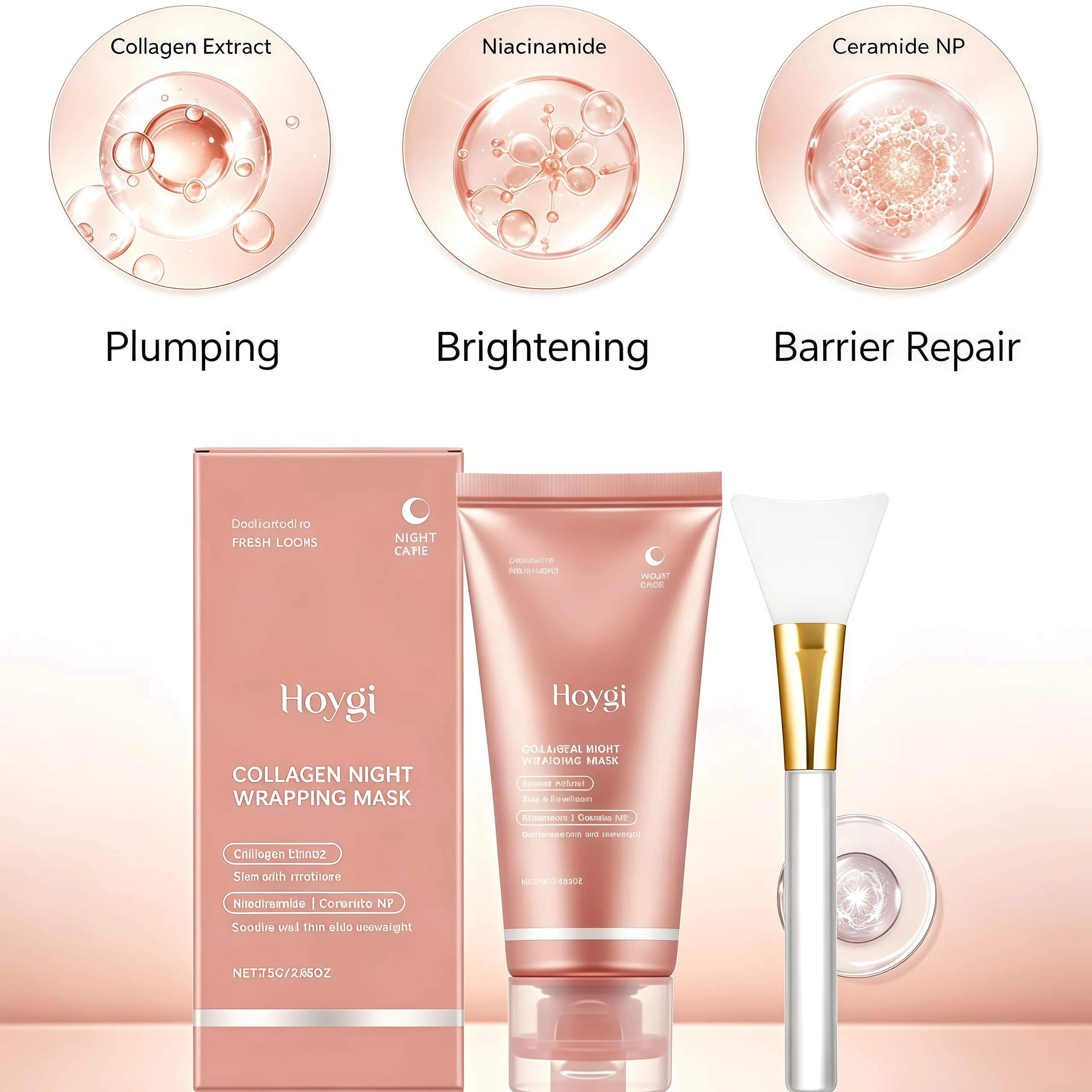 Collagen Encapsulated Peel Off Mask, Night Wrapping Film & Power Lift & Elastic Collagen, Banish Midnight Dullness with Niacinamide, Ceramide NP Strengthens Barriers, Full Painless Peel to Unlock Glass Skin, Soothing + Firming 2-in-1
