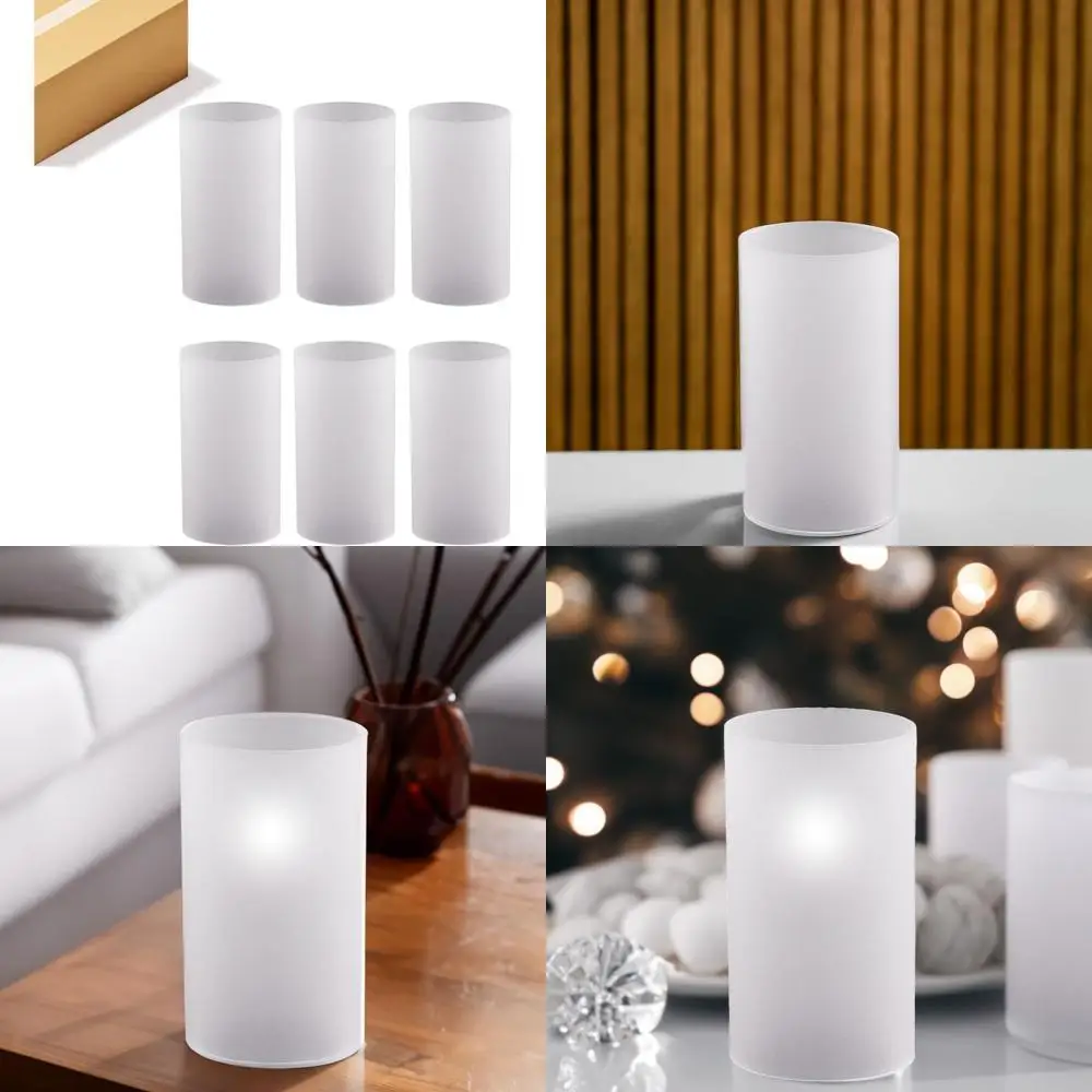 

Набор из 6 подсвечников из рустик-стекла, 5 дюймов в ширину x 10 дюймов в высоту, с открытым цилиндрическим основанием и колпаком-дымоходом.