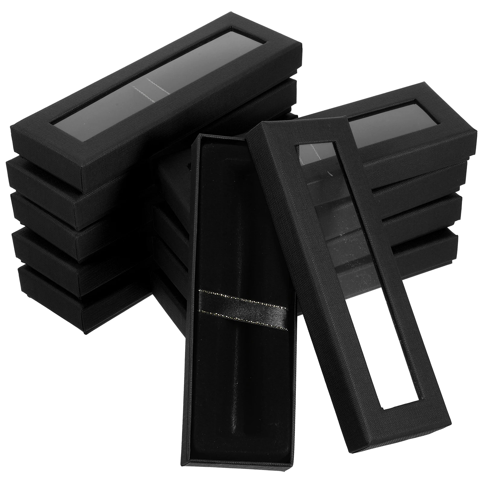 

10pcs Gift Boxes Black Pen Packaging Transparent Watch Storage Favor Keepsake Birthday Student Supplies Clear Pen