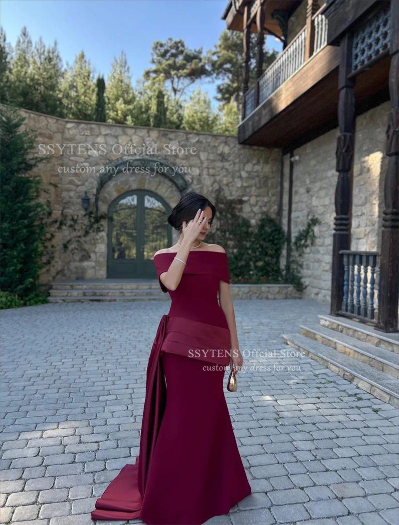 فساتين سهرة مكشوفة الكتف من SSYTENS 2026 بدون أكمام حورية البحر للحفلات الراقصة أنيقة بطيات على الأرض لحفلات الزفاف حسب الطلب