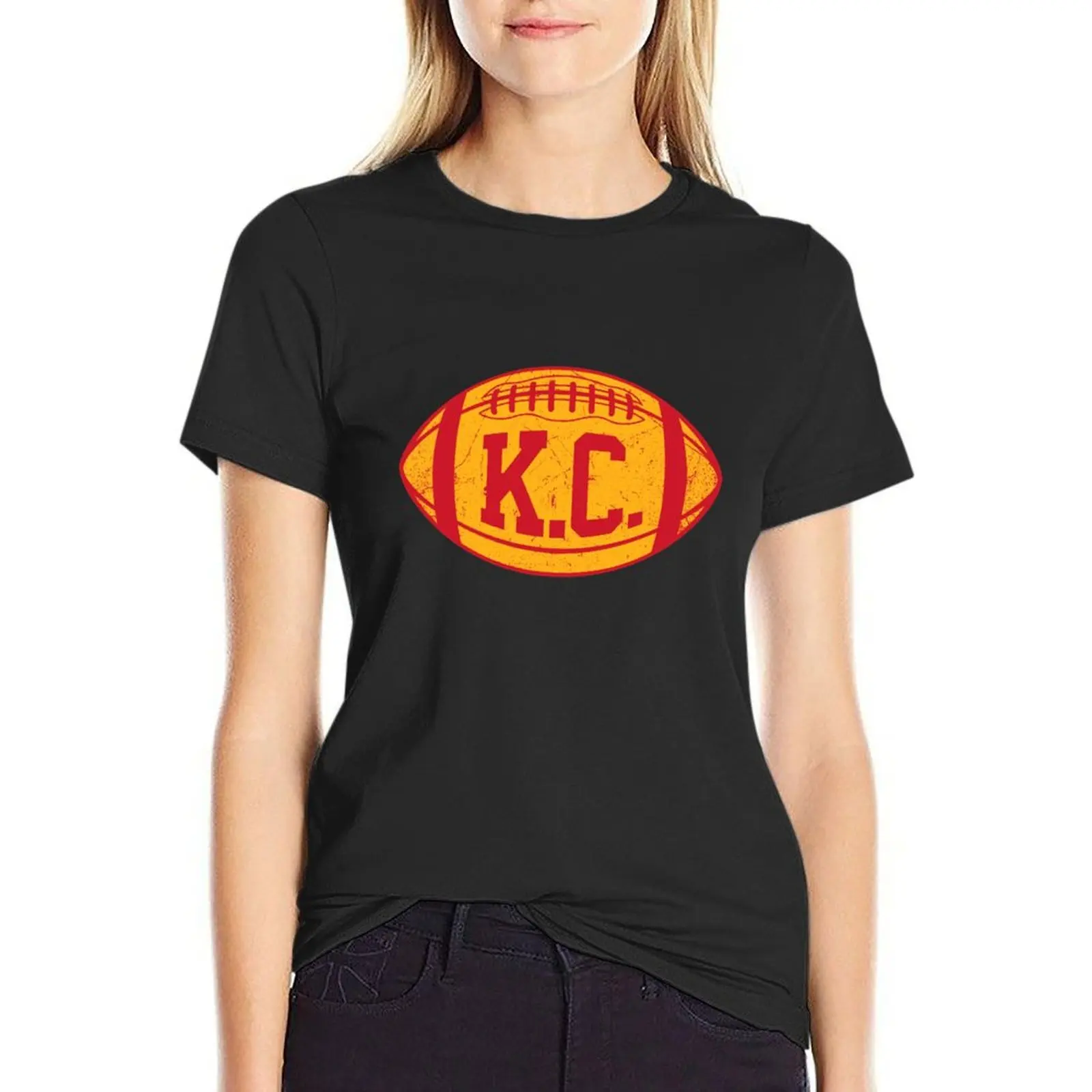 KC Retro Football T-Shirt plain aesthetic clothes Woman clothes