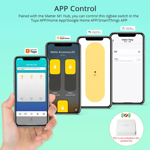 Imagen 2 del producto Yagusmart Zigbee US interruptor inteligente botón pulsador interruptor de luz neutro opcional funciona con la aplicación Tuya Home Google Home SmartThings