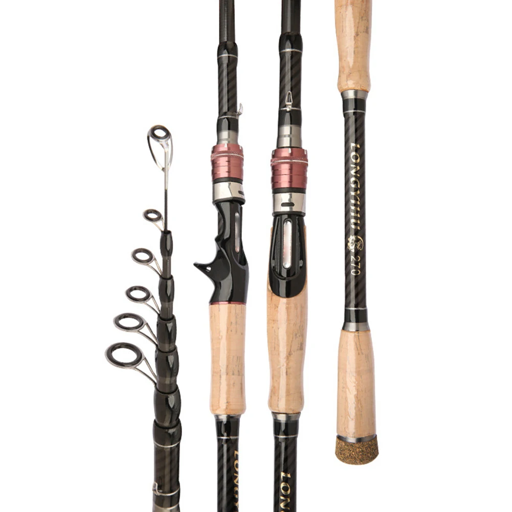 

1.8M-2.7M Carbon Fiber Fishing Rod Telescopic Spinner Portable Short Section Sea Pole Light Hard Handle Straight Handle Sea Rod