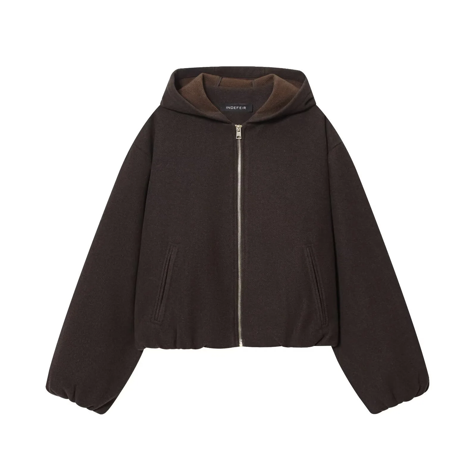 

Куртка KIDCRKJ Casual 2026 Весна, с капюшоном, винтажная, коричневая, на молнии, с эластичным подолом, женская верхняя одежда, минималистичная, офисная, женская куртка-пилот