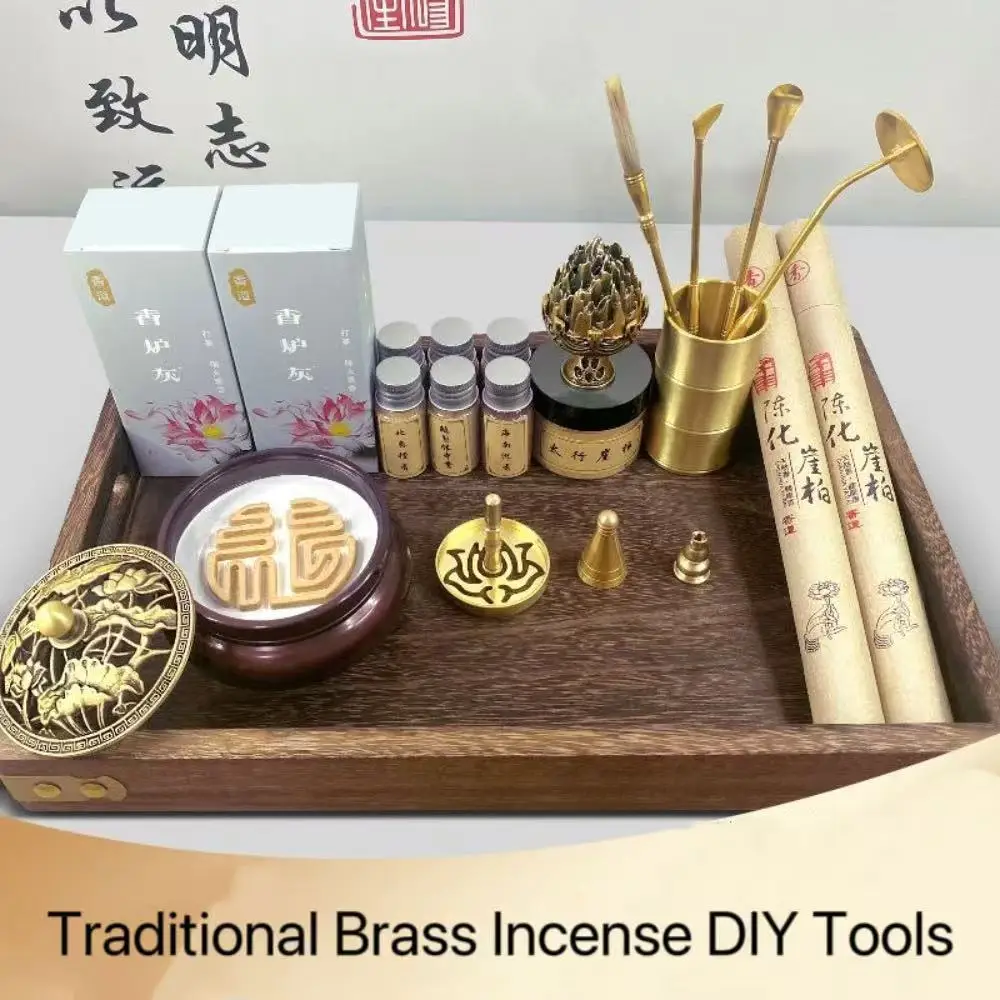 DIY Pure Brass Handmade Incense Making Set Traditional Indoor Fragrance Moulding Tools Incense Burner Incense Stove Accessories