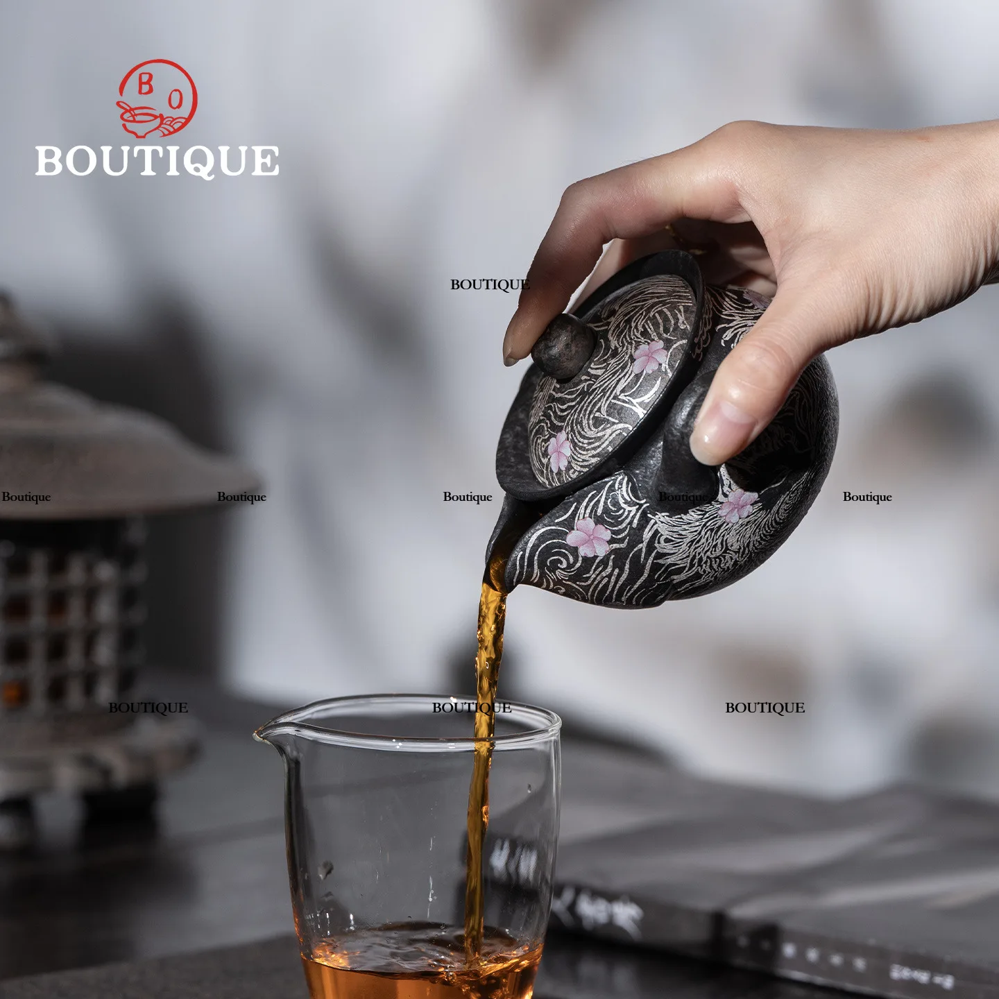 Old Clay Teapot Nine-Tailed Fox Handheld Kettle Silver Ceramic Tea Infuser Teapot Chinese Retro Kung Fu Tea Set Gong Dao Bei Pot