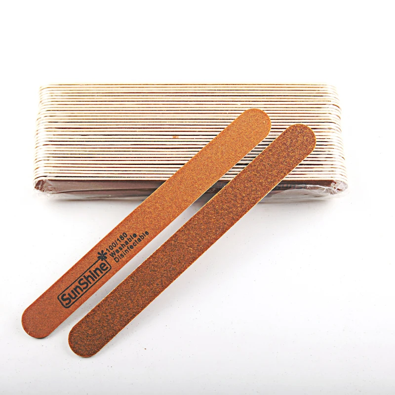 SunShine 50Pcs Nail File 100/180 Wooden Sanding Buffer Block Pedicure Manicure UV Gel Nail Polish Nail File Artificial Nail tips