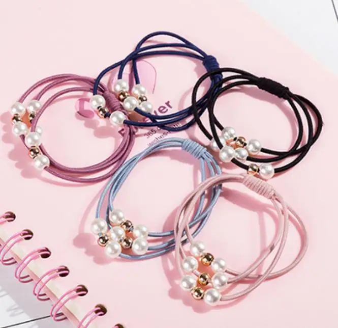4 Pcs/LOT Women Hair Accessories Headband Double Layer Rubber Band Girls Gum for Hair Female Rhineston Ball Star Elastic Hair Ba