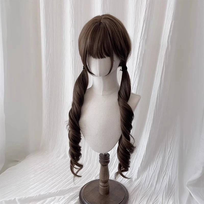 

Wig Girl Lolita Super Cute Shao Luo Double Ponytail Sweet Girl Roman Roll Simulation Full Hair Set