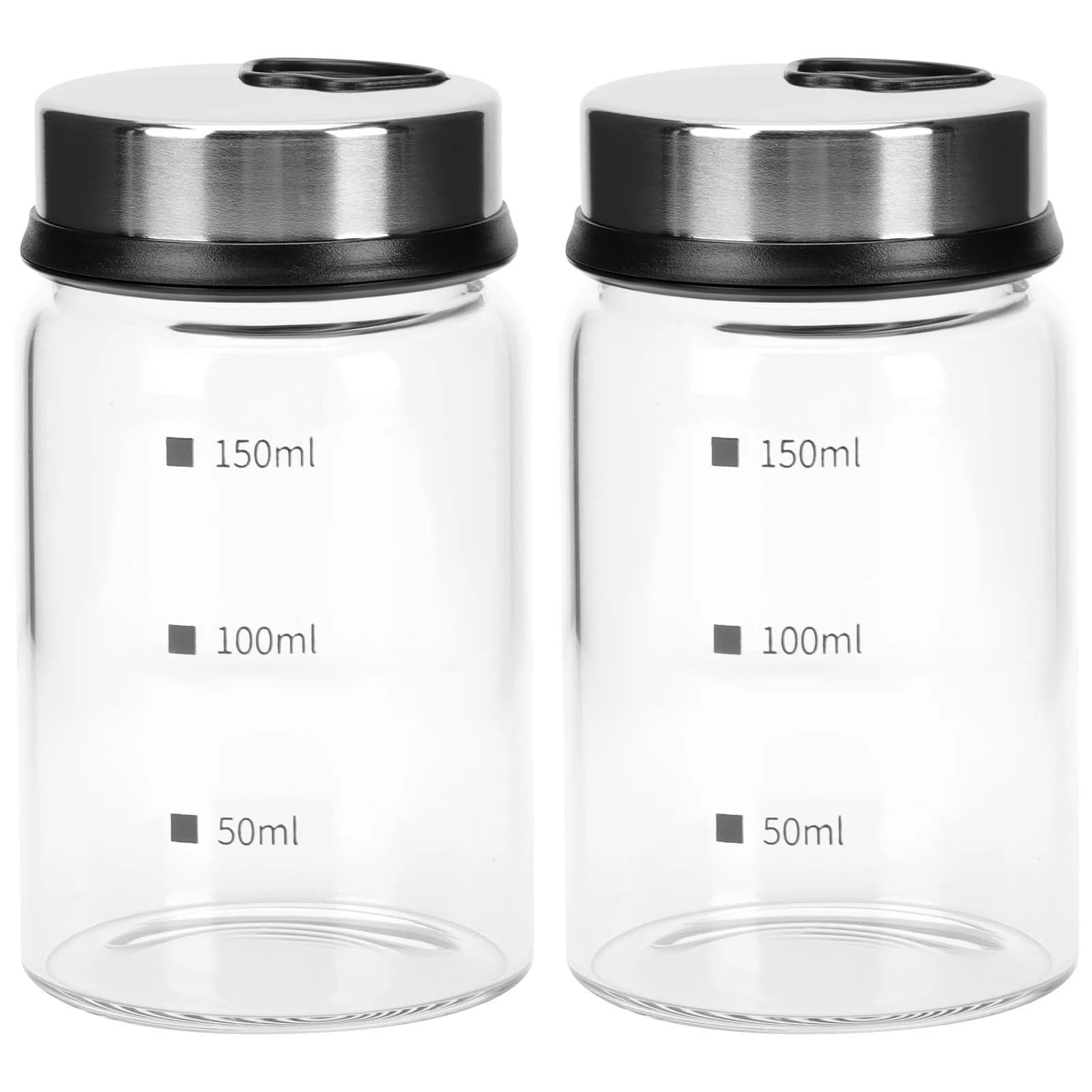 

2Pcs Household Kitchen Glass Seasoning Bottles Transparent Salt Pepper Containers Metering Storage Jars with Adjustable Sprinkle