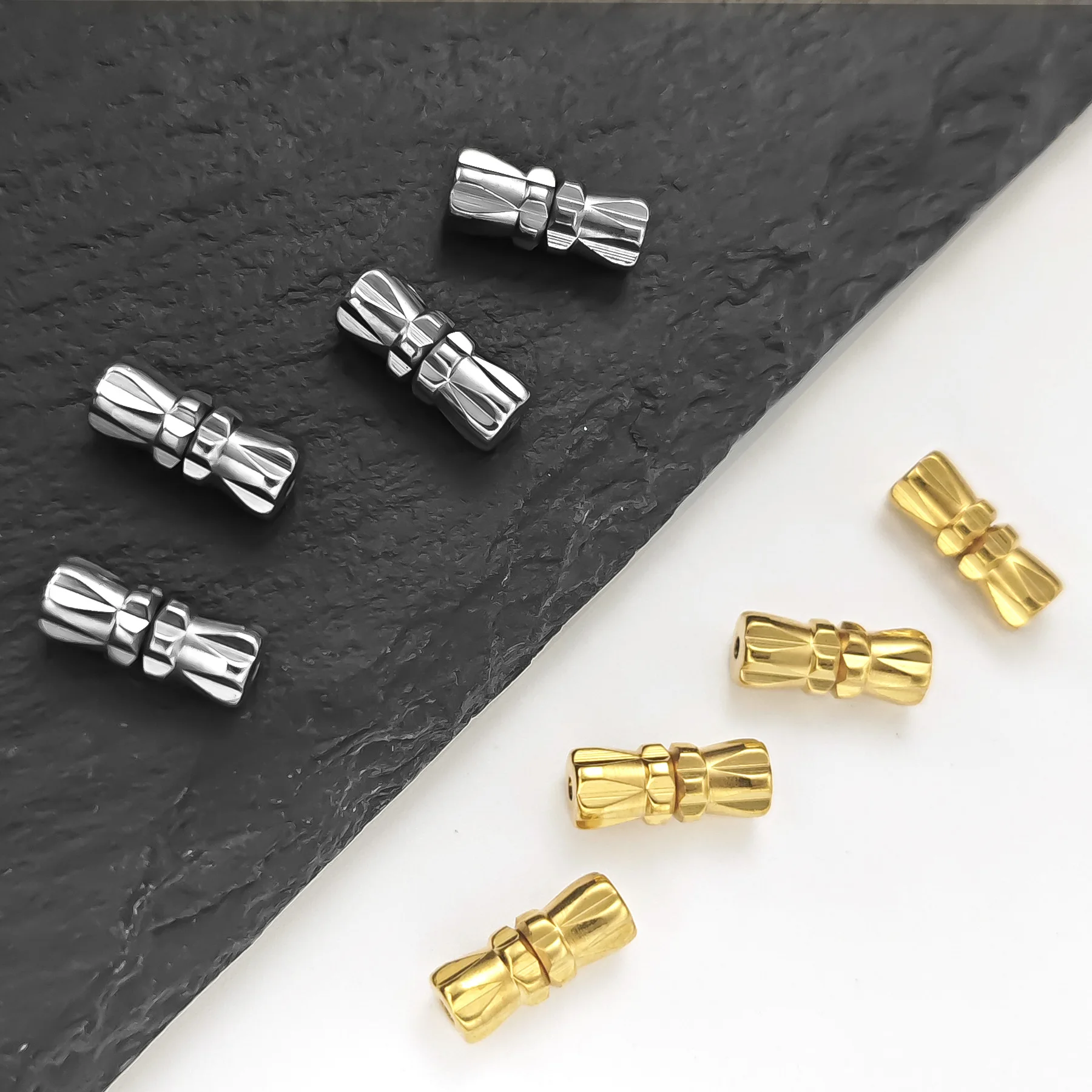 

Stainless Steel Peanut Clasps Threaded Knob DIY Accessories Pearl Bracelet Necklace End Connectors for Jewelry Materials