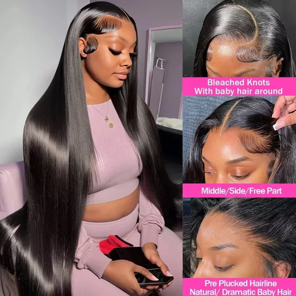 250 Density Bone Straight Hd Lace Frontal Wig 13x6 Human Hair Wigs 30 Inch 13x4 Transparent Lace Brazilian Remy Hair For Women image 4