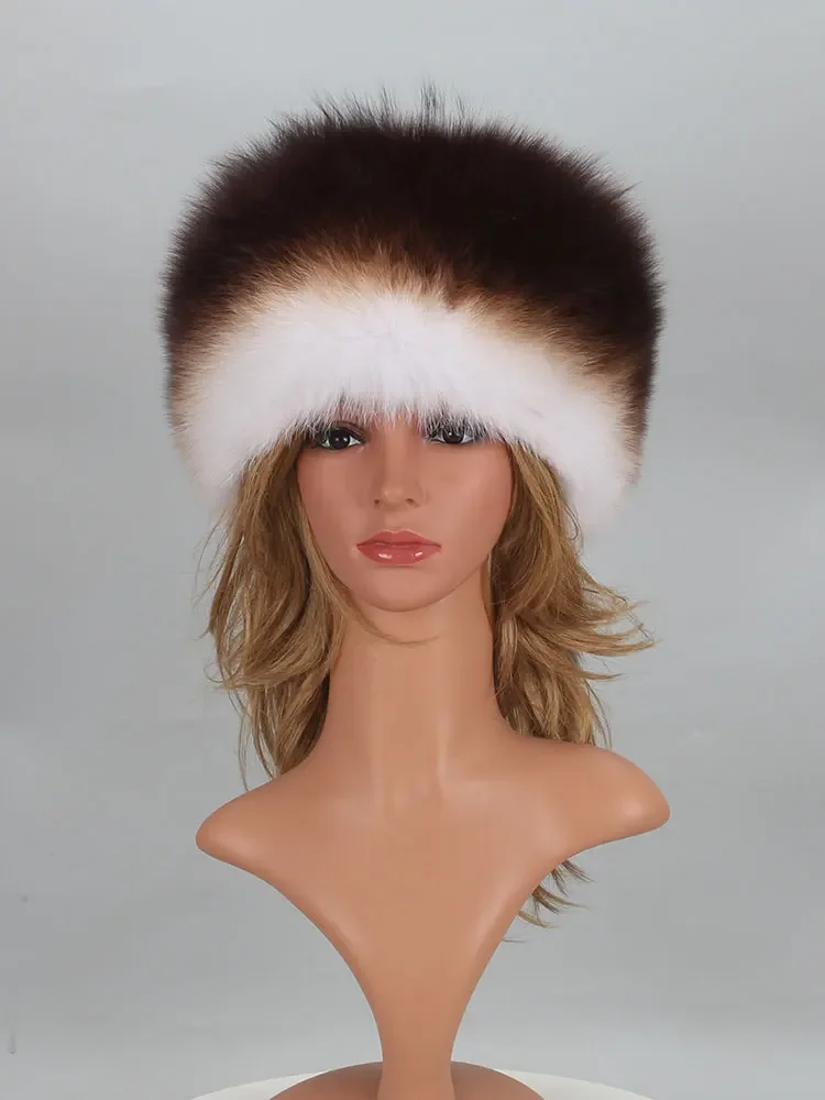 Real Fur Bomber Trapper Hat Lady Winter Warm Luxury 100% Natural Fox Fur Hat Ski Mask Bonnet Fashion Fluffy Fox Fur Beanie Caps