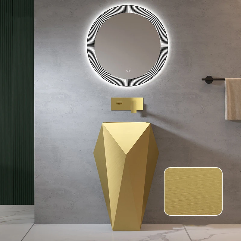 Modern Bathroom Small Washbasin 304 Stainless Steel Washbasin Ruskin Rhombus Vertical Base Washbasin Hotel