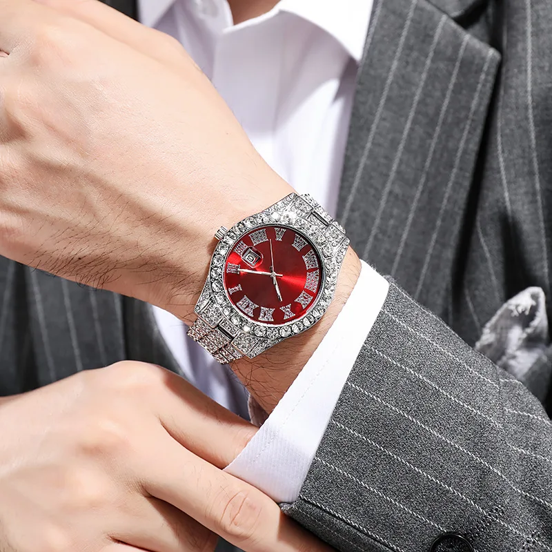 Hot Sale Diamond Watch for Men Luxury Iced Out Watches Calendar Quartz Wristwatches Male Clock Relogio Masculino Drop Shipping