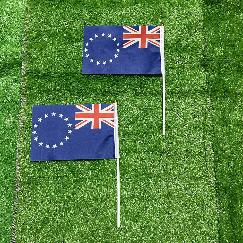 Bandera de mano Islas Cook con asta de plástico para deporte - imagen 4