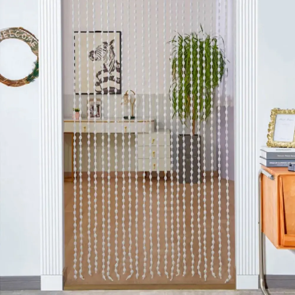 1*2M Romantic Beaded String Curtain Elegant Tassel Window Curtain Simple Fashion Solid Color Door Curtain