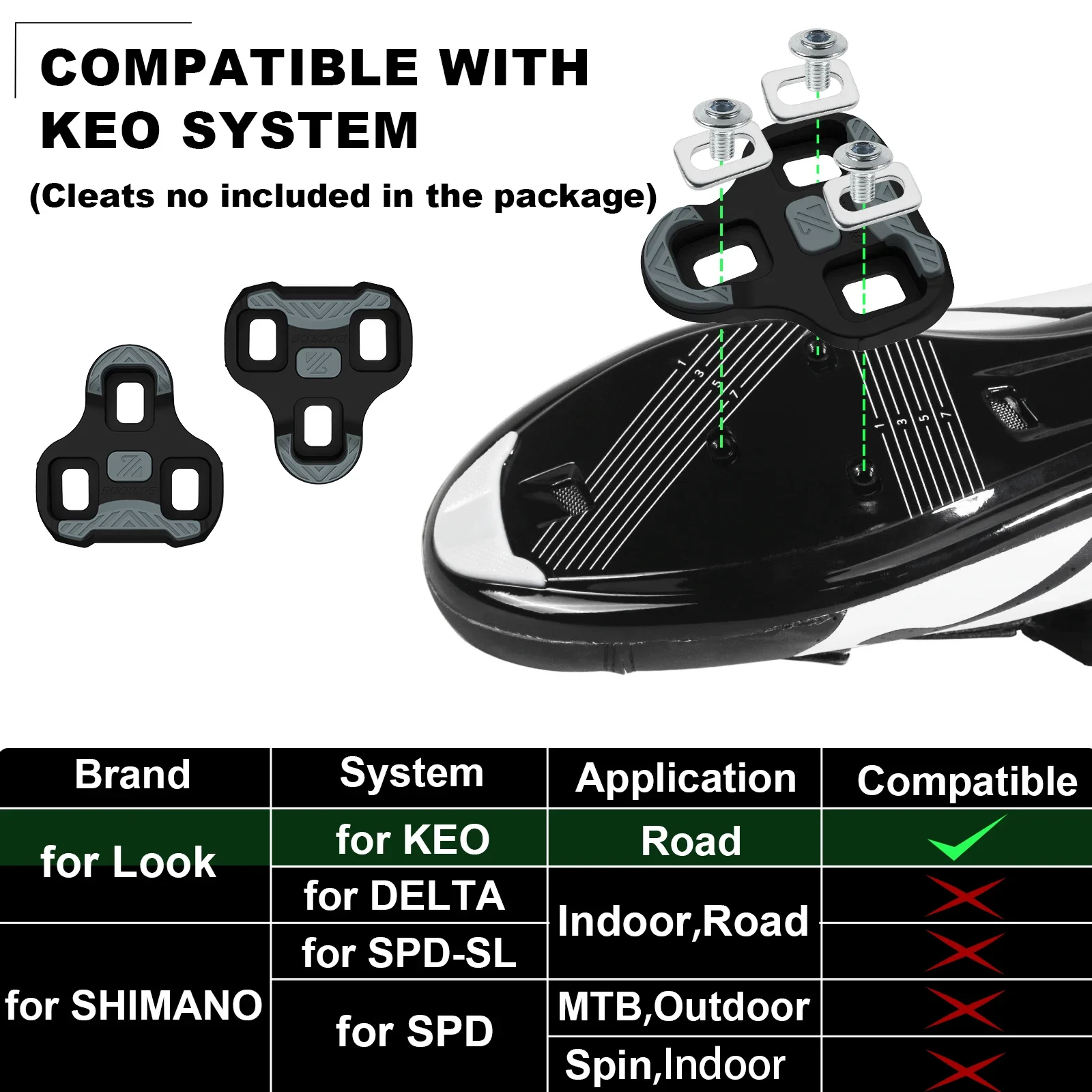 BUCKLOS Road Bike Pedals for LOOK KEO Carbon Titanium Pedal Self-Locking Bicycle Clipless Pedals Ultra Light Cycling Footrest