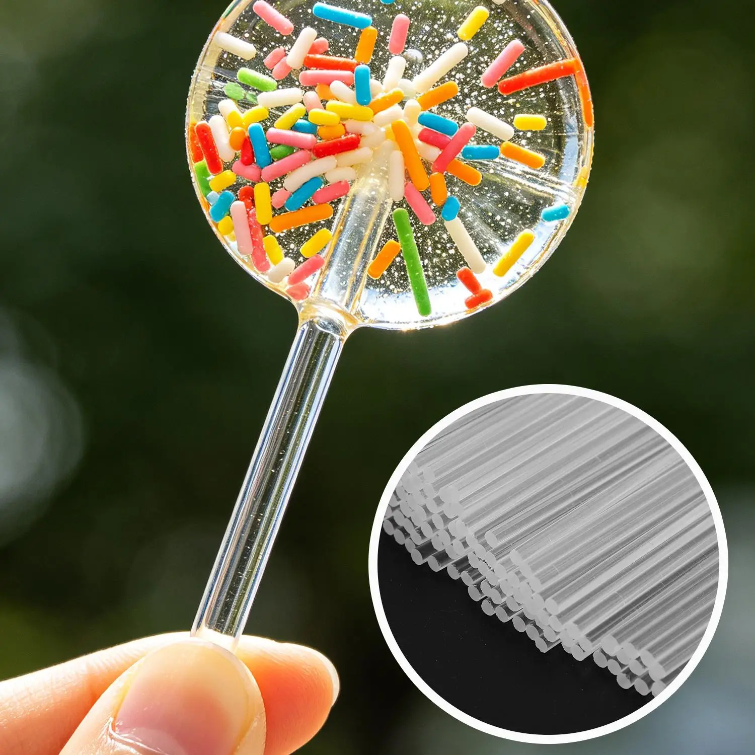 100/20pcs Reusable Transparent Acrylic Lollipop Stick Cupcake Toppers Stick Cake Topper Rods DIY Crafts Home Kitchen Supplies