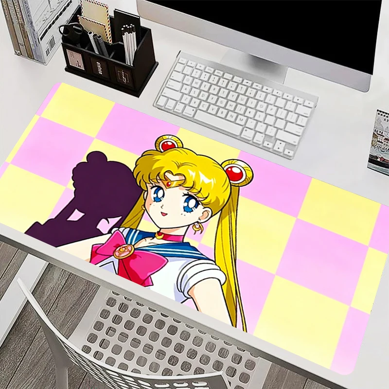 kawaii Mouse Pad S-Sailor Moons Anime Desk Mat Laptop Gamer Accessories Pink Carpet Keyboard Mousepad Non-Slip Office Mouse Mats