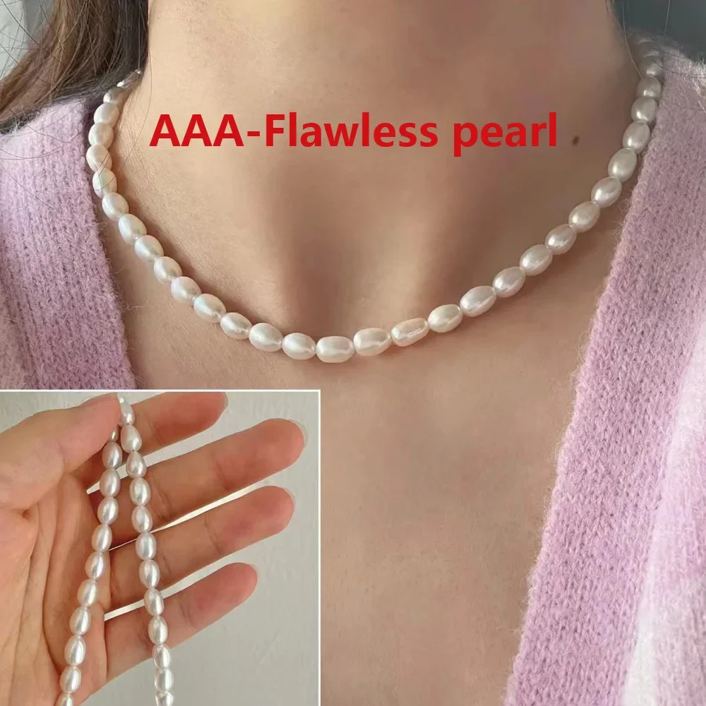 

A AA AAA 4-5mm White Rice Natural Freshwater Pearl Loose Spacer Bead Women Gift Jewelry Making DIY Necklace Bracelet Accessory