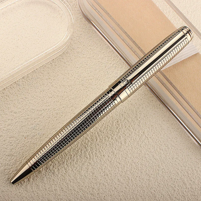 Metal Pen Stainless Steel Material Rotate Gel Pens Ink Blue Writing Ballpoint Pen Point 0.7mm for School Office Stationery