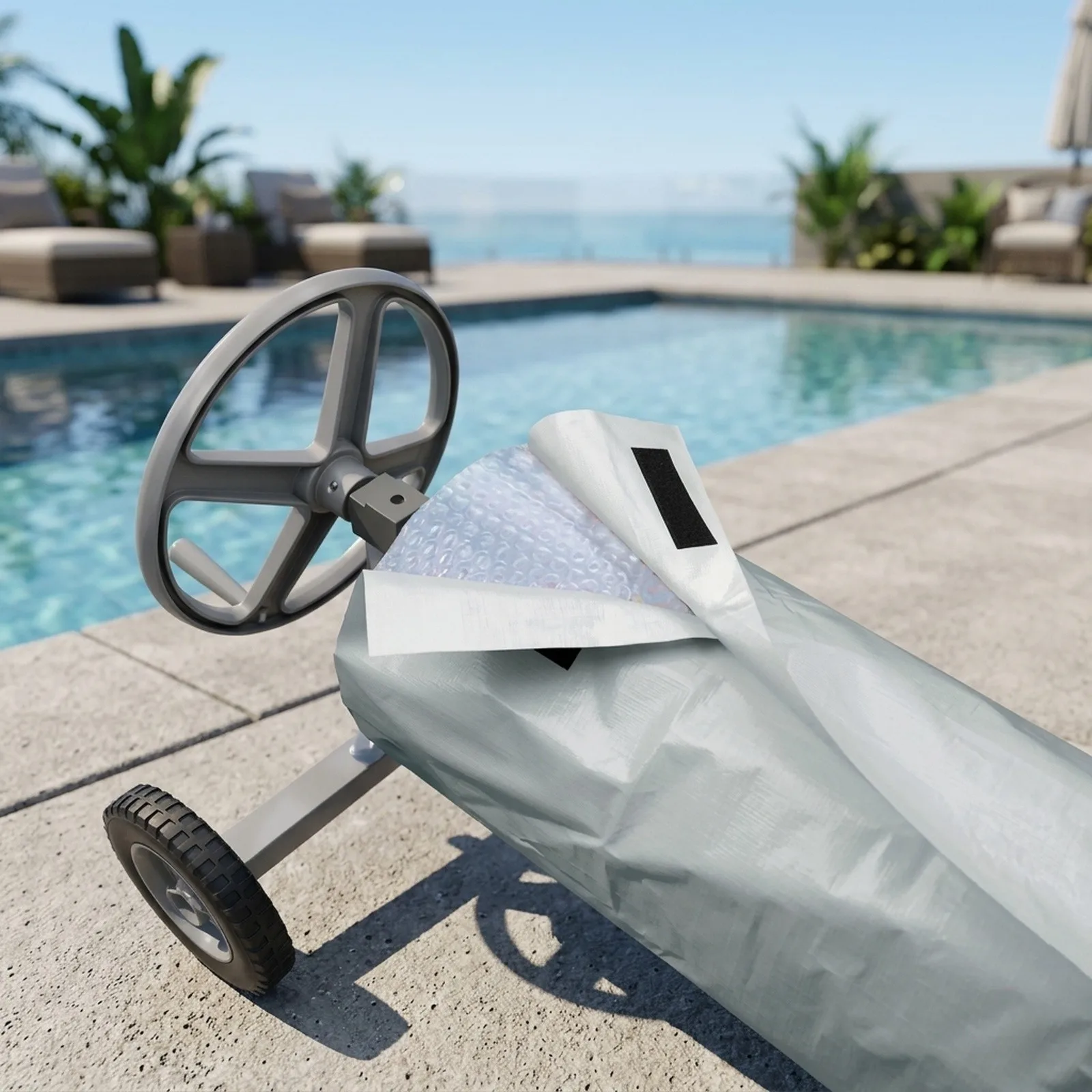 Swimming Pool Solar Blanket Reel Roller Designed Protect Pool From Harsh Weather All Year 490x96cm Swimming Pool