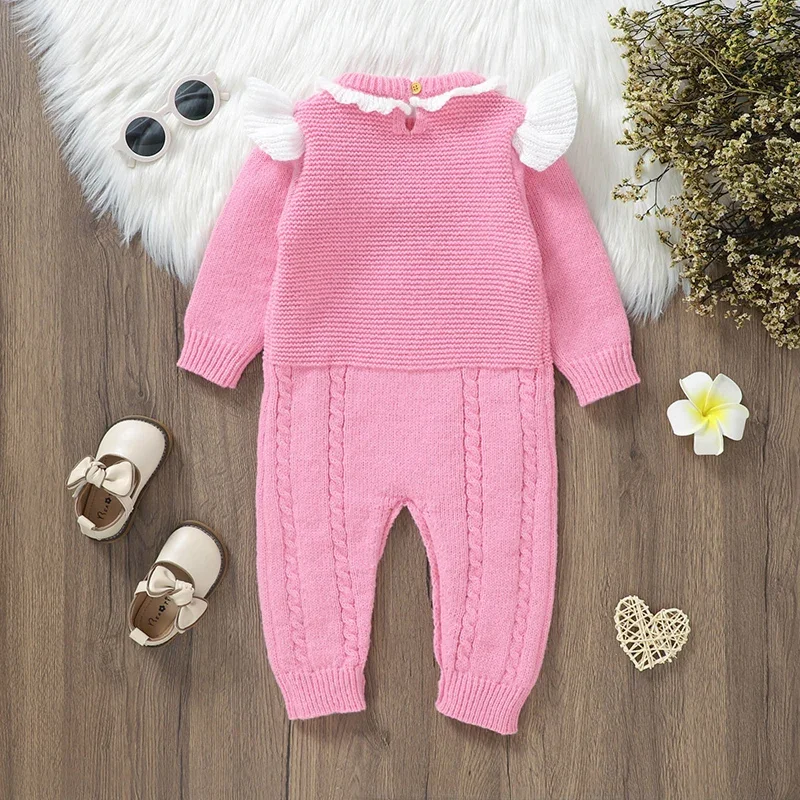 Newborn Baby Romper Knit Child Clothes Long Sleeve Warm Autumn Infant Girl Jumpsuits Cute Loving 0-18M Overalls Playsuit Fashion