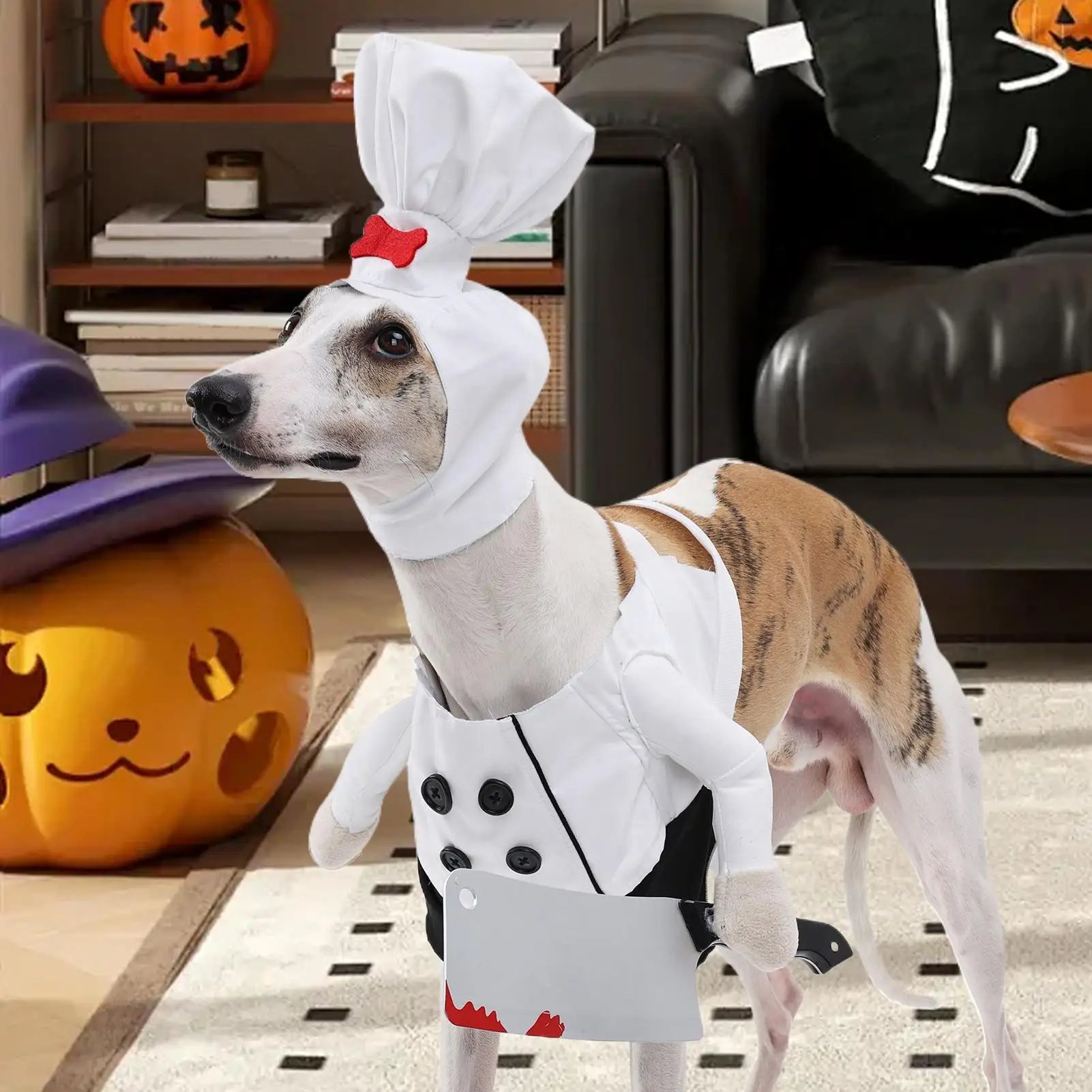Dog Halloween Outfit Holiday Funny Adjustable Breathable Holiday Chef Cosplay Outfit Set For Party Festival Birthday Celebration