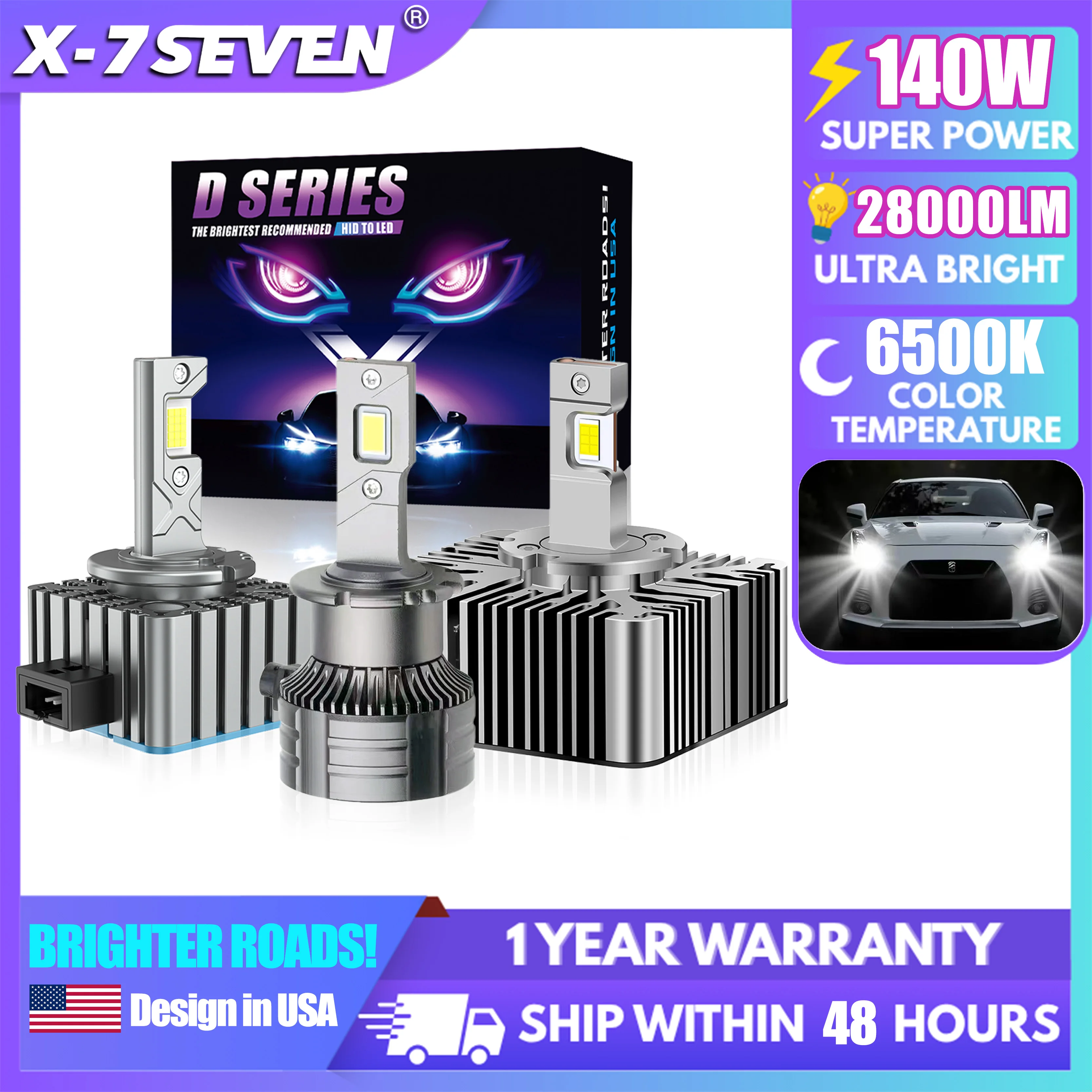 

X-7SEVEN X-Apollo D Pro LED Headlight 140W 28000LM 6500K Canbus Decoder for Luxury Cars D1S/D2S/D3S/D4S/D5S/D8R