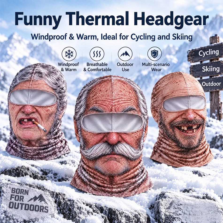 Funny Realistic Face Balaclava Winter Thermal Ski Mask Windproof Full Face Headgear for Motorcycle Halloween Cosplay Party Hot