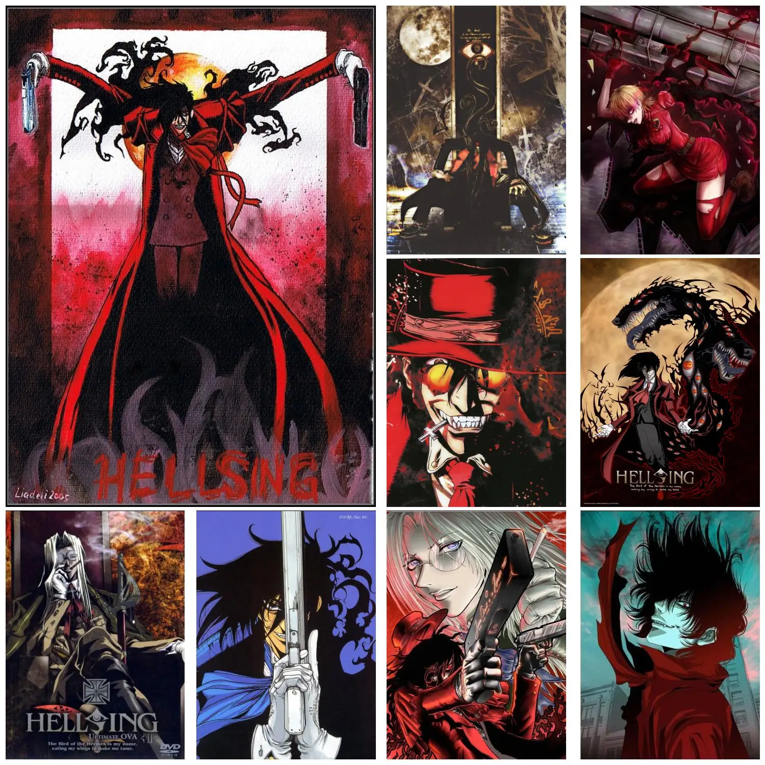 hellsing ultimate hellsing cartoon Poster Prints Wall Art Canvas Painting Poster For Modern Family Living Room Home Decor